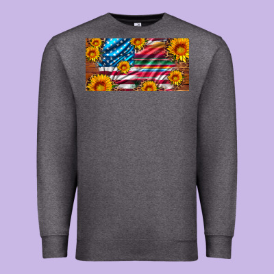 Usa Flag And Serape With Leopard And Sunflowers License Plate Premium Sweatshirt Designed By Artiststas