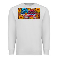 Dove Grey usa flag and serape with leopard and sunflowers license plate Premium Sweatshirt - Artiststas