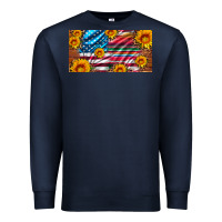 Navy usa flag and serape with leopard and sunflowers license plate Premium Sweatshirt - Artiststas