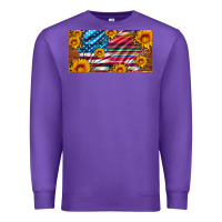 Purple usa flag and serape with leopard and sunflowers license plate Premium Sweatshirt - Artiststas
