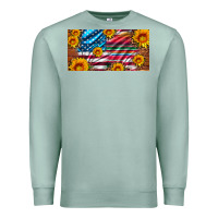 Seafoam usa flag and serape with leopard and sunflowers license plate Premium Sweatshirt - Artiststas