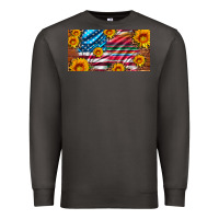 Smoke usa flag and serape with leopard and sunflowers license plate Premium Sweatshirt - Artiststas