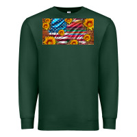 Sports Green usa flag and serape with leopard and sunflowers license plate Premium Sweatshirt - Artiststas
