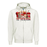 Oatmeal Heather tis the season Zipper Hoodie - RacoonDesign