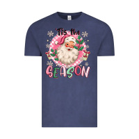 Vintage Denim pink santa 'tis the season Vintage Tee - MaliasSmallBusiness