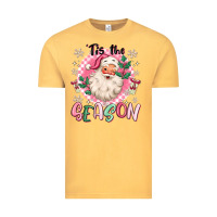 Vintage Mustard pink santa 'tis the season Vintage Tee - MaliasSmallBusiness