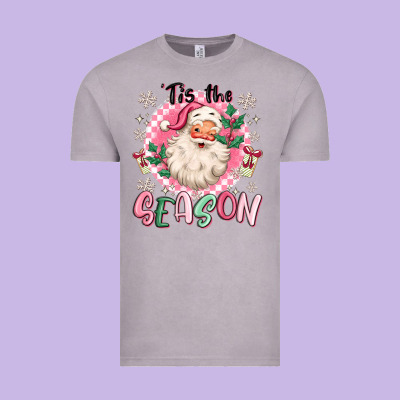 Vintage Tee pink santa 'tis the season