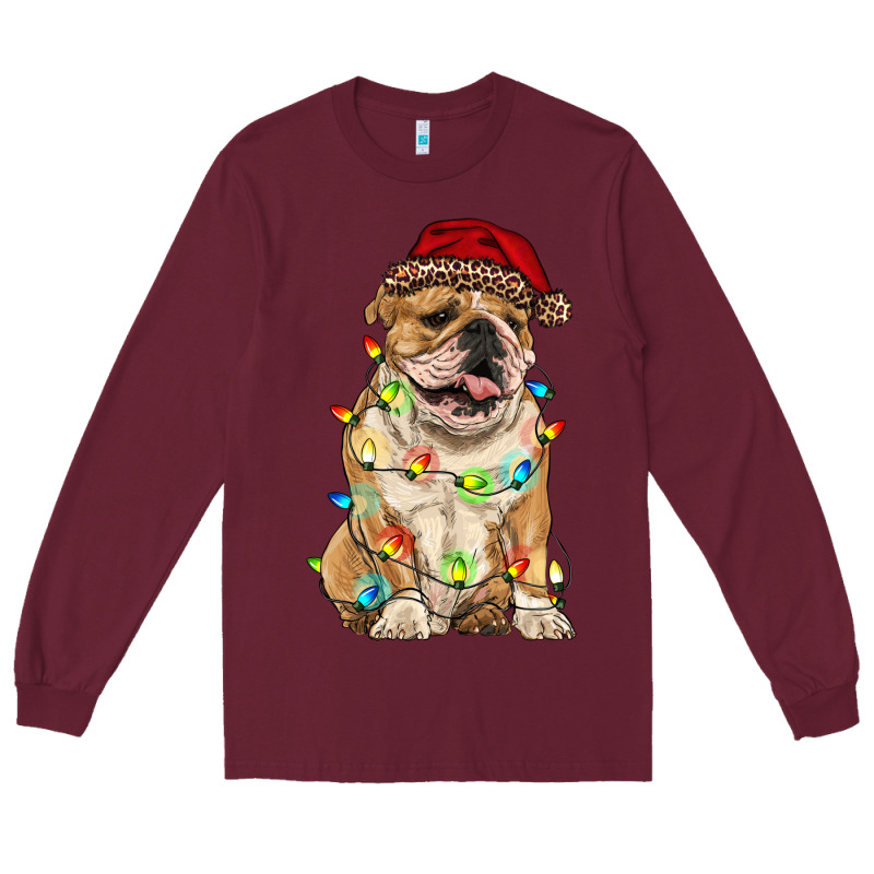 Christmas Bulldog Long Sleeve Tee by RanaPortraitStore | Teevron