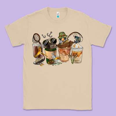 Fishing Coffee Cups Classic Tee Designed By Fadigitalartstudio