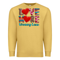 Antique Gold love more worry less Premium Sweatshirt - AdoDesignShop