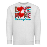 Oatmeal Heather love more worry less Premium Sweatshirt - AdoDesignShop