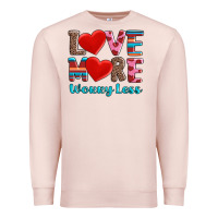 Pale Pink love more worry less Premium Sweatshirt - AdoDesignShop