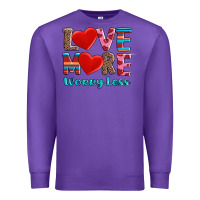 Purple love more worry less Premium Sweatshirt - AdoDesignShop