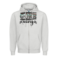 Dove Grey goneracing Zipper Hoodie - CowhideDigitalArt
