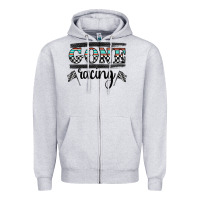 Heather Grey goneracing Zipper Hoodie - CowhideDigitalArt