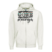 Oatmeal Heather goneracing Zipper Hoodie - CowhideDigitalArt