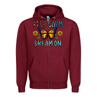 Burgundy keep calm dream on Zipper Hoodie - CowhideDigitalArt