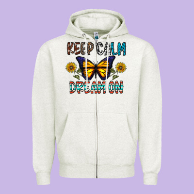 Keep Calm Dream On Zipper Hoodie Designed By Cowhidedigitalart