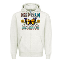Oatmeal Heather keep calm dream on Zipper Hoodie - CowhideDigitalArt