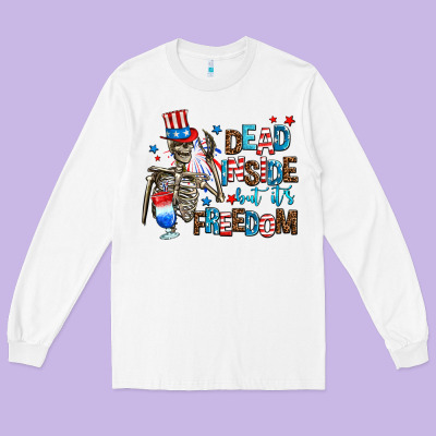 Dead Inside But Its Freedom Long Sleeve Tee Designed By Adodesignshop
