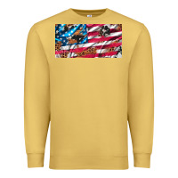 Antique Gold usa flag and leopard with wood license plate Premium Sweatshirt - Artiststas