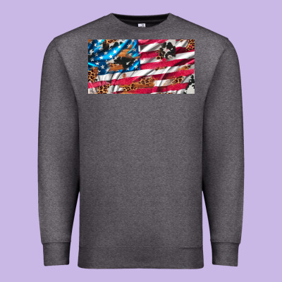 Usa Flag And Leopard With Wood License Plate Premium Sweatshirt Designed By Artiststas