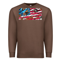 Chestnut usa flag and leopard with wood license plate Premium Sweatshirt - Artiststas