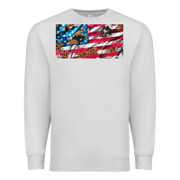 Dove Grey usa flag and leopard with wood license plate Premium Sweatshirt - Artiststas
