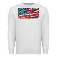 Oatmeal Heather usa flag and leopard with wood license plate Premium Sweatshirt - Artiststas