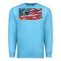 Ocean Blue usa flag and leopard with wood license plate Premium Sweatshirt - Artiststas