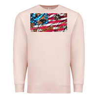 Pale Pink usa flag and leopard with wood license plate Premium Sweatshirt - Artiststas