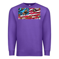 Purple usa flag and leopard with wood license plate Premium Sweatshirt - Artiststas