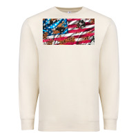 Sandshell usa flag and leopard with wood license plate Premium Sweatshirt - Artiststas