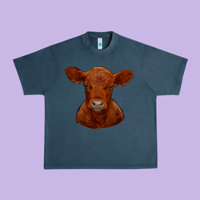Red Angus Calf Urban Heavy Tee Designed By Ranaportraitstore