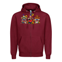 Burgundy american gnomes Zipper Hoodie - FaDigitalArtStudio