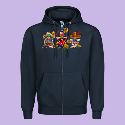 American Gnomes Zipper Hoodie Designed By Fadigitalartstudio