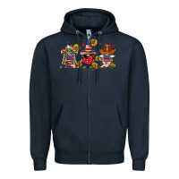 Navy american gnomes Zipper Hoodie - FaDigitalArtStudio