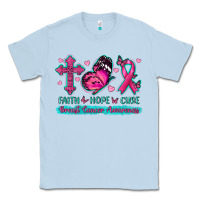 Dusty Blue Faith Hope Cure Breast Cancer Awareness Classic Tee - texasbilliewilder