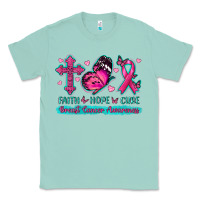 Seafoam Faith Hope Cure Breast Cancer Awareness Classic Tee - texasbilliewilder