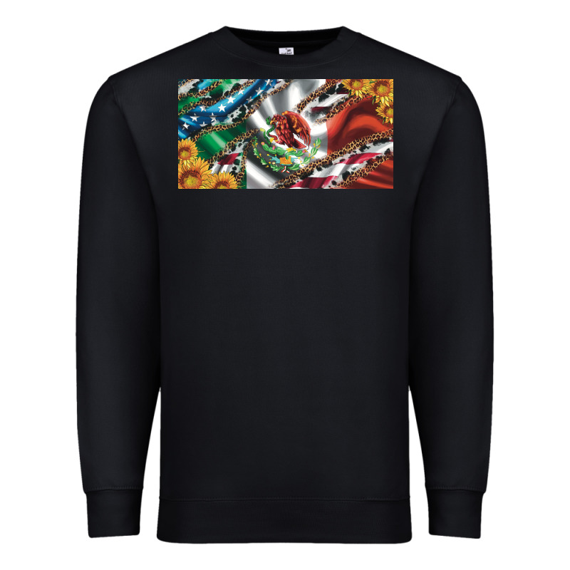 Usa Flag And Mexico Flag With Sunflower And Cowhide  License Plate Premium Sweatshirt by Artiststas | Teevron