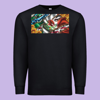 Usa Flag And Mexico Flag With Sunflower And Cowhide  License Plate Premium Sweatshirt Designed By Artiststas