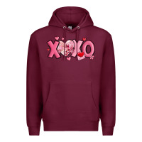 Burgundy xoxo disco heart valentine's day Premium Hoodie - MaliasSmallBusiness
