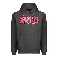 Charcoal Heather xoxo disco heart valentine's day Premium Hoodie - MaliasSmallBusiness