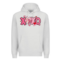 Dove Grey xoxo disco heart valentine's day Premium Hoodie - MaliasSmallBusiness
