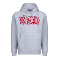 Heather Grey xoxo disco heart valentine's day Premium Hoodie - MaliasSmallBusiness