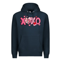 Navy xoxo disco heart valentine's day Premium Hoodie - MaliasSmallBusiness