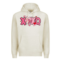 Oatmeal Heather xoxo disco heart valentine's day Premium Hoodie - MaliasSmallBusiness