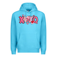 Ocean Blue xoxo disco heart valentine's day Premium Hoodie - MaliasSmallBusiness