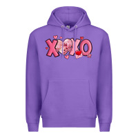 Purple xoxo disco heart valentine's day Premium Hoodie - MaliasSmallBusiness