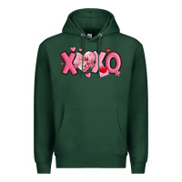 Sports Green xoxo disco heart valentine's day Premium Hoodie - MaliasSmallBusiness